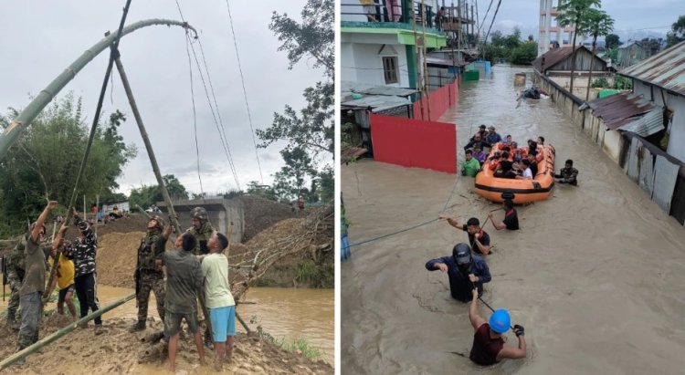 ऑपरेशन जल राहत-2: मणिपुर में बाढ़ से तबाही, सेना और असम राइफल्स ने 800 से अधिक लोगों को सुरक्षित निकाला