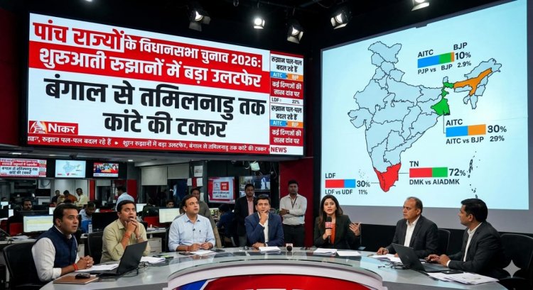 पांच राज्यों के विधानसभा चुनाव 2026: शुरुआती रुझानों में बड़ा उलटफेर, बंगाल से तमिलनाडु तक कांटे की टक्कर