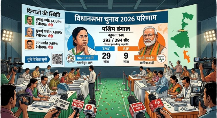 विधानसभा चुनाव 2026 परिणाम लाइव: ममता बनर्जी, हुमायूं कबीर समेत कई दिग्गज आगे-पीछे, देखें पूरी विजेता सूची