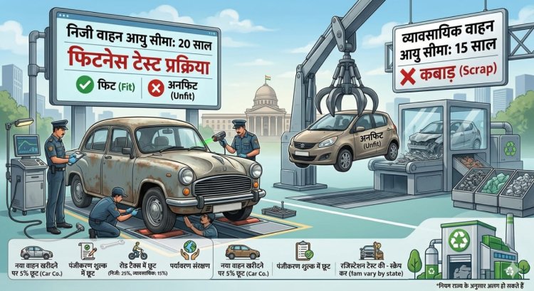 स्क्रैप नीति: जानें कितने साल तक चलेंगी गाड़ियां और क्या हैं नए नियम व फिटनेस टेस्ट की पूरी जानकारी