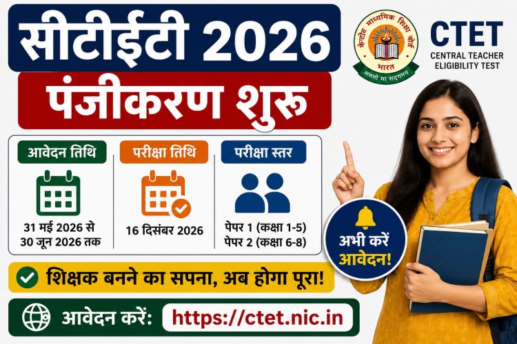 सीटीईटी 2026 पंजीकरण शुरू: आवेदन तिथि, परीक्षा तारीख और जरूरी नियम जानें पूरी जानकारी
