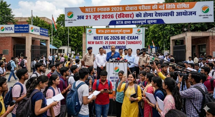 नीट स्नातक 2026 दोबारा परीक्षा की नई तिथि घोषित, अब 21  जून को होगा देशव्यापी आयोजन