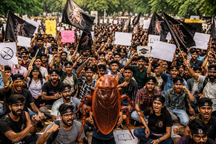 जंतर-मंतर पर कॉकरोच जनता पार्टी का प्रदर्शन, शिक्षा सुधार और जवाबदेही की मांग हुई तेज