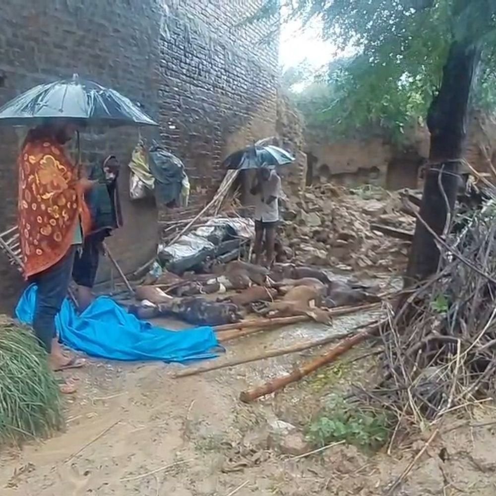 कन्नौज में बारिश से कच्चा मकान गिरा:35 बकरियां मलबे में दबीं, 17 की मौत, ग्रामीणों ने 18 को सुरक्षित निकाला