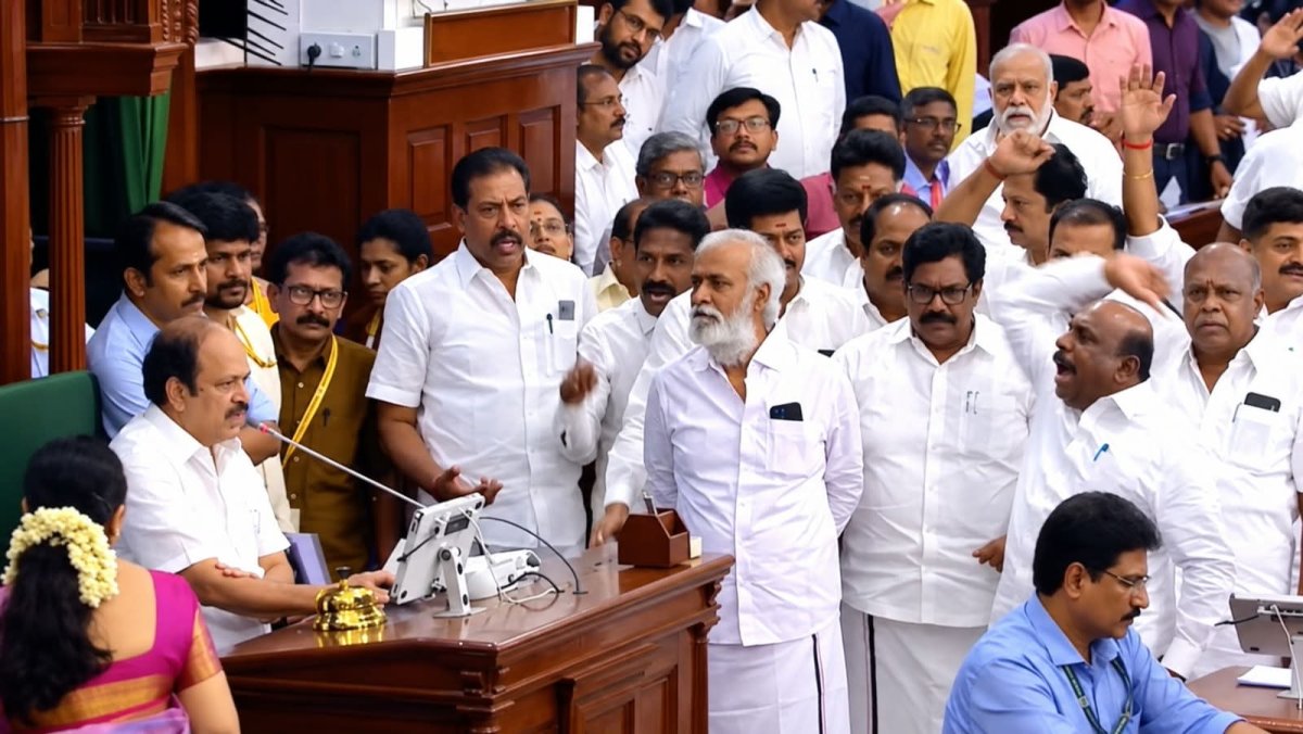 तमिलनाडु विधानसभा में MISA पर बवाल, DMK विधायकों ने घेरा अध्यक्ष का आसन, मार्शलों ने निकाला बाहर