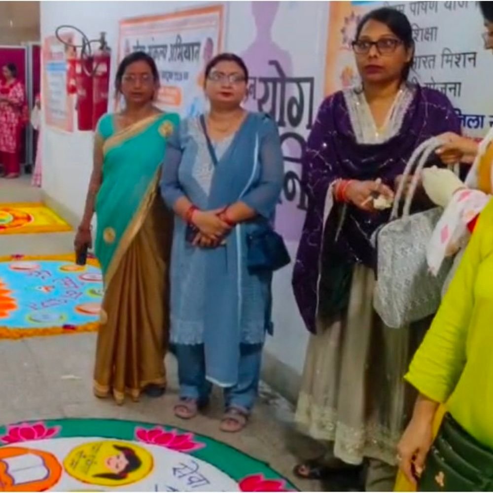 रंगोली से उकेरी 'विकसित भारत 2047' की परिकल्पना:मीना मंच ने सेवा संकल्प अभियान में किया आयोजन, 18 ब्लॉकों की टीमों ने लिया हिस्सा