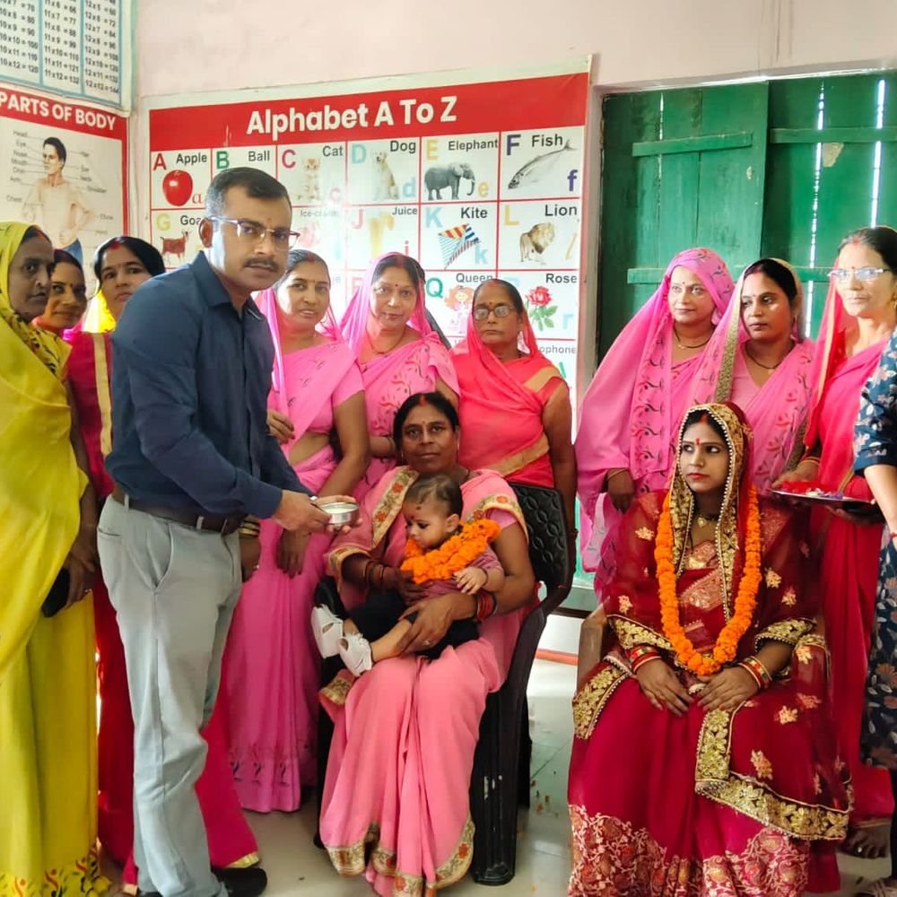 देवरिया में सेवा संकल्प अभियान:महिला-बच्चों को सुपोषण व स्वास्थ्य की जानकारी दी; गोदभराई और अन्नप्राशन कराया