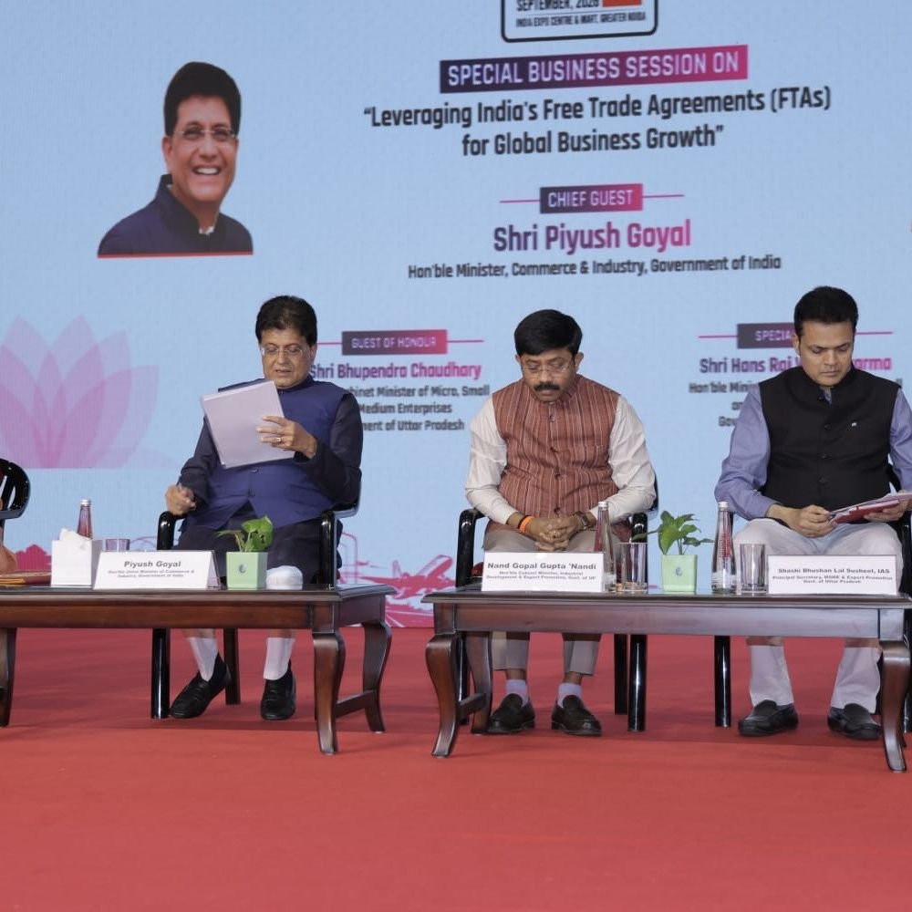 यूपी ट्रेड शो में 2 लाख से ज्यादा विजिटर्स पहुंचे:6,700 B2B मीटिंग और 1,150 MoU साइन, पीयूष गोयल ने FTA पर चर्चा की