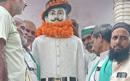 भगत सिंह के सपनों का भारत बनाने का संकल्प:भाकियू असली ने जयंती पर दी श्रद्धांजलि, प्रतिमा पर माल्यार्पण किया