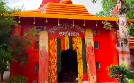 महंत नरेंद्र गिरि की पांचवीं पुण्यतिथि पर समाधि पूजन:देशभर के संतों ने चढ़ाए पुष्प, वैदिक मंत्रों के बीच हुआ महाप्रसाद वितरण