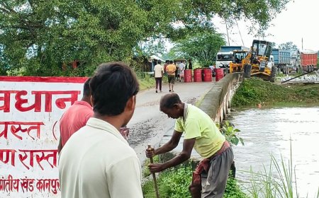 साढ़ में रामगंगा नहर का ब्रिटिशकालीन पुल धंसा,आवागमन बंद:भारी वाहनों पर रोक न लगाने से बढ़ा खतरा, लंबे समय से जर्जर था पुल