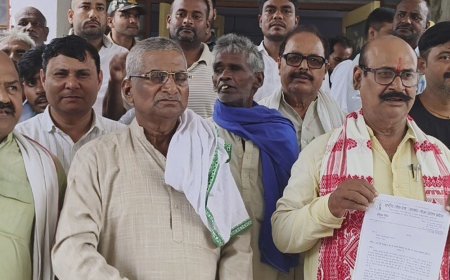 नाले की सफाई न होने से 500 एकड़ फसल जलमग्न:किसानों ने कलेक्ट्रेट में प्रदर्शन कर जल निकासी सुधारने की मांग की, 8 गांव प्रभावित
