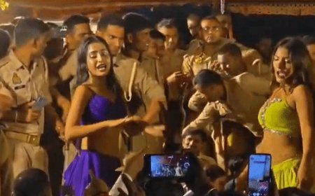 वाराणसी में बालाओं का डांस देखने में खोए पुलिसकर्मी:सोशल मीडिया पर वीडियो वायरल होने से फजीहत, DCP ने बताया- AI क्लिप