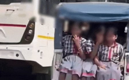 4 की क्षमता वाले ऑटो में बिठाए 14 बच्चे, VIDEO:ई-रिक्शा की डिक्की में स्कूली बच्चियों में खतरनाक तरीके से बिठाए था ड्राइवर