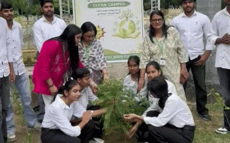 जेपी इंस्टिट्यूट में ग्रीन कैंपस इनिशिएटिव के तहत किया पौधारोपण:छात्रों और शिक्षकों ने लगाए पौधे, पर्यावरण बचाने का दिया संदेश