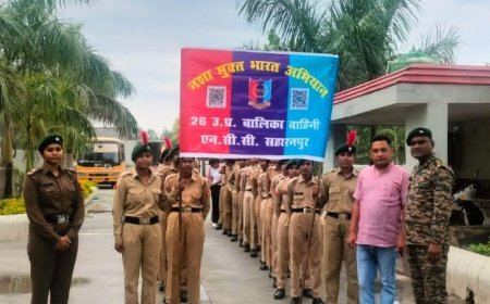 सहारनपुर में NCC कैडेट्स ने नशामुक्ति जागरूकता रैली निकाली:ग्रामीणों को नशे के दुष्प्रभाव बताए, स्वस्थ समाज बनाने का संदेश दिया