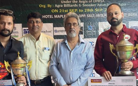 आगरा के पारस गुप्ता ने जीता यूपी स्टेट स्नूकर खिताब:फाइनल में लखनऊ के आयुष मित्तल को 5-2 से हराया, रेलवे में मिली नौकरी