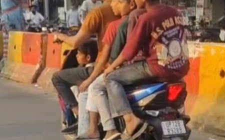 एक स्कूटी पर 6 सवार, ट्रैफिक-पुलिस के सामने से निकले:मुजफ्फरनगर के मीनाक्षी चौक से शिव चौक होते हुए नावल्टी चौक गए, ट्रैफिक चेकिंग पर उठे सवाल
