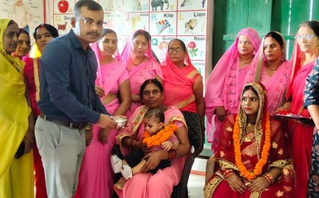 देवरिया में सेवा संकल्प अभियान:महिला-बच्चों को सुपोषण व स्वास्थ्य की जानकारी दी; गोदभराई और अन्नप्राशन कराया