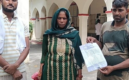 मुंशी दामाद पर 10 बीघा जमीन हड़पने का आरोप:शामली की महिला ने SSP से की कार्रवाई की मांग, धोखे से अंगूठा लगवाया