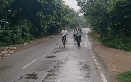 भदोही में तीसरे दिन भी रिमझिम बारिश, तापमान में गिरावट:लोगों की दिनचर्या पर असर, धान की फसल को फायदा; रेनकोट पहनकर निकले लोग