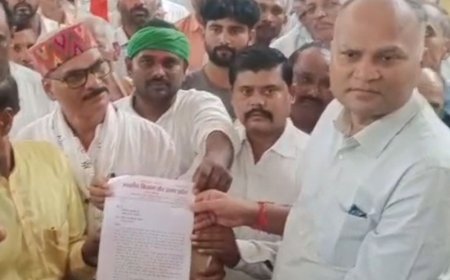 एक्सप्रेसवे के लिए जमीन-अधिग्रहण के विरोध में किसानों का धरना:सोनभद्र में कहा- सहमति के बिना जमीन न ली जाए, आंदोलन की चेतावनी