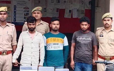 लखीमपुर में महिला से चेन लूट का खुलासा, तीन गिरफ्तार:दो ने छीनी चेन, तीसरे ने खरीदा माल; चेन, मोबाइल और बाइक बरामद