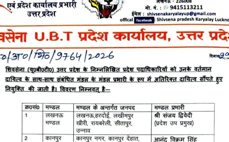 शिवसेना यूबीटी ने मंडल प्रभारी नियुक्त किए:प्रदेश पदाधिकारियों को अतिरिक्त जिम्मेदारी, लखनऊ की कमान संजय द्विवेदी को