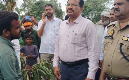 घाघरा खतरे के निशान से ऊपर, डीएम ने लिया जायजा:बहराइच में फसल नुकसान के सर्वे कराने के दिए निर्देश, बारिश से बढ़ा जलस्तर