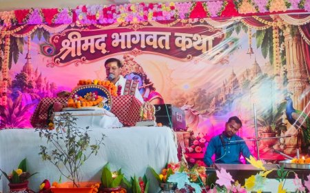 भागवत कथा में ध्रुव-प्रह्लाद चरित्र से मिला भक्ति का संदेश:जय-विजय श्राप और समुद्र मंथन के प्रसंग भी सुनाए, साईपुरम में हुई कथा