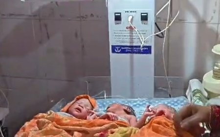 महिला ने एक साथ तीन बच्चों को दिया जन्म:सीतापुर में आंधी-बारिश के बीच CHC में हुई डिलीवरी, मां और तीनों बच्चे ठीक