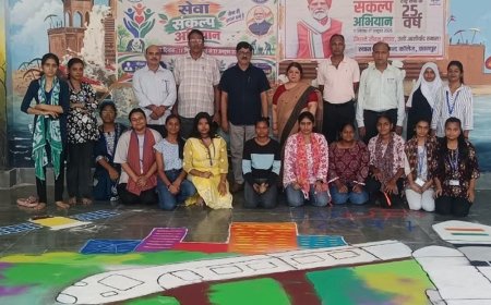 ब्रह्मानंद कॉलेज में सजी रंगोली:रंगों से दिया स्वच्छता और सेवा का संदेश, शिक्षकों ने किया उत्साहवर्धन