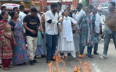 सीतापुर में कांग्रेसियों का प्रदर्शन,ज्ञानेश के खिलाफ कार्रवाई की मांग:GIC चौराहे तक निकाला जुलूस, पुतला फूंकने के दौरान सड़क जाम को लेकर पुलिस से झड़प