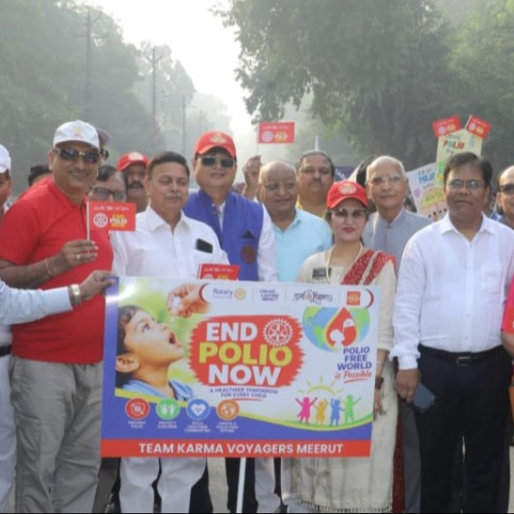 मेरठ में पोलियो जागरूकता रैली निकाली:15 स्कूलों के बच्चों ने लिया हिस्सा, लोगों को पोलियो से बचाव के प्रति किया जागरूक