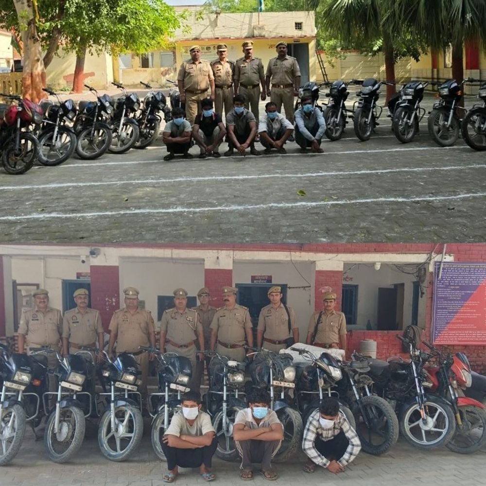 मास्टर चाबी से बाइक चुराने वाला गिरोह पकड़ा गया:शामली में 24 दोपहिया वाहन बरामद, 8 गिरफ्तार, 3 नाबालिग भी पकड़े गए