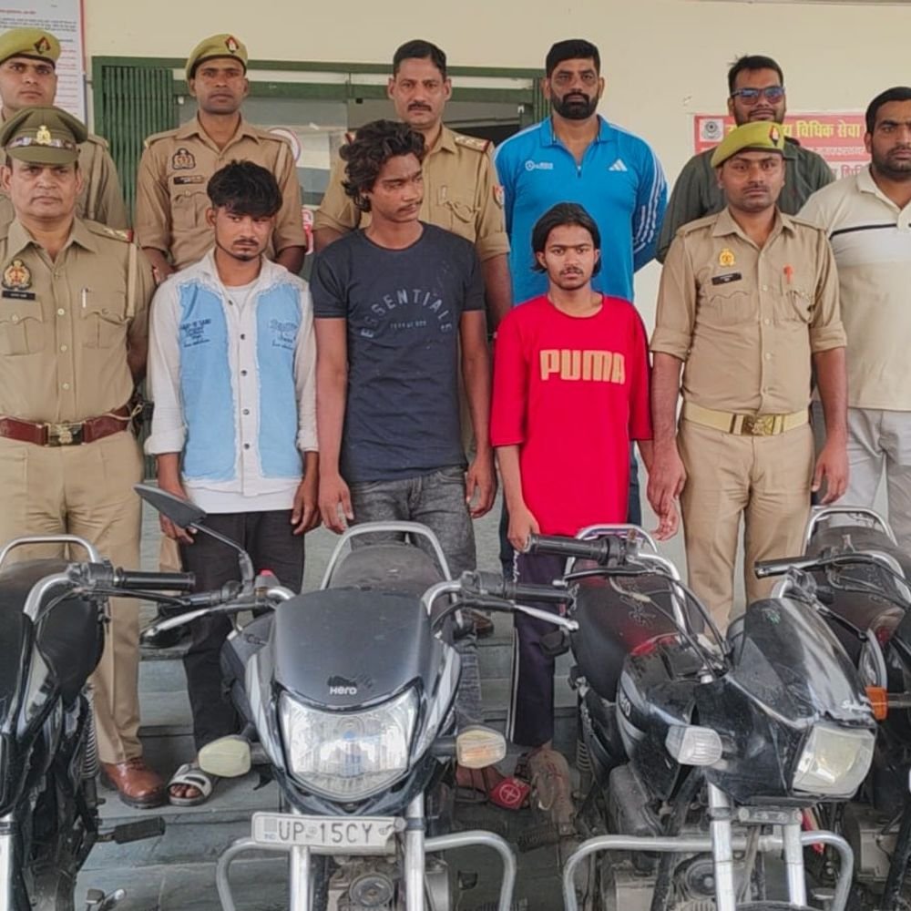 मुजफ्फरनगर में बाइक चोर गिरोह का खुलासा:तीन गिरफ्तार, चार चोरी की बाइक बरामद, मेरठ-शामली तक फैला था नेटवर्क