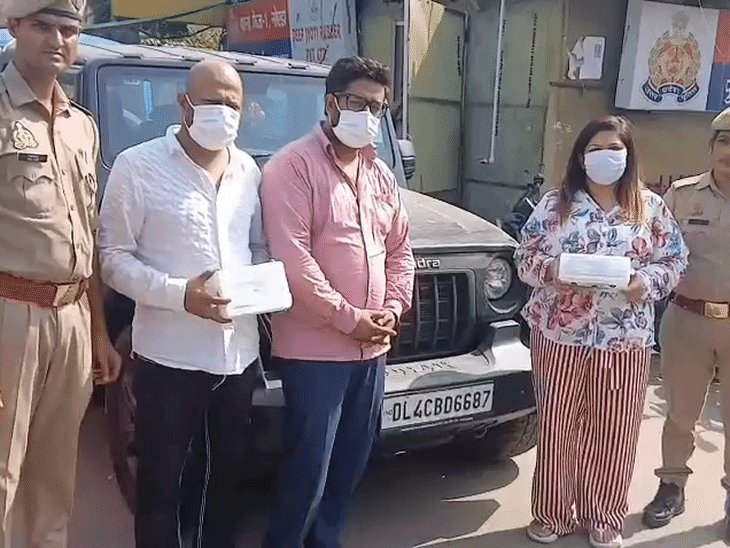 कनाडा में नौकरी के नाम ठगी करने वाले तीन गिरफ्तार:12.50 लाख की डिमांड, नोएडा में वर्चुअल कनाडाई नंबर से करते थे बातचीत, 5 पासपोर्ट और 7 मोबाइल बरामद