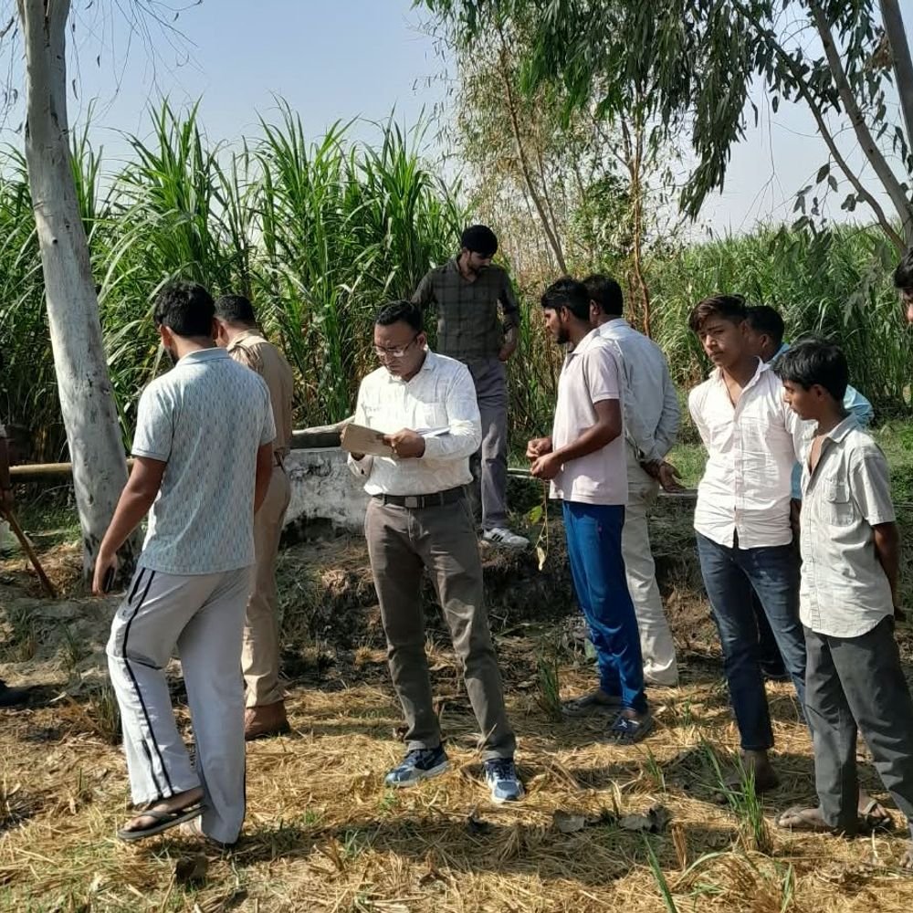 संभल में गौवंशीय पशु का शव मिला:तेंदुए की दहशत, वन विभाग ने देखे फुटमार्क; ग्रामीणों से अकेले जंगल न जाने की अपील