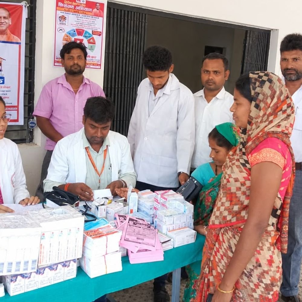 महराजगंज के निचलौल-सोहगीबरवा में बाढ़ का पानी घटा:70 सफाईकर्मी और 15 लेखपाल राहत-सर्वे में जुटे, 400 परिवारों को राहत किट बांटी