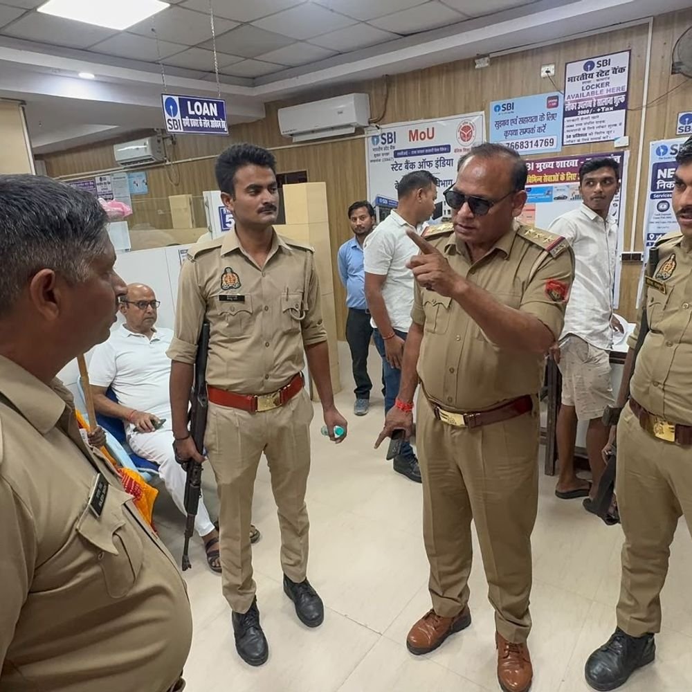 कासगंज पुलिस ने बैंकों और चामुंडा मंदिर की सुरक्षा जांची:संदिग्धों की चेकिंग की, मंदिर मार्ग से वाहन हटवाए