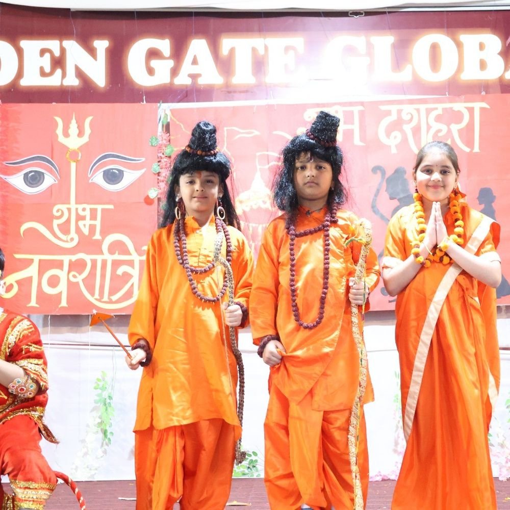 गोल्डन गेट ग्लोबल स्कूल में नवरात्रि-दशहरा उत्सव:रावण दहन कर विद्यार्थियों ने बुराइयों को मिटाने का संकल्प लिया, सांस्कृतिक प्रस्तुतियां भी दीं
