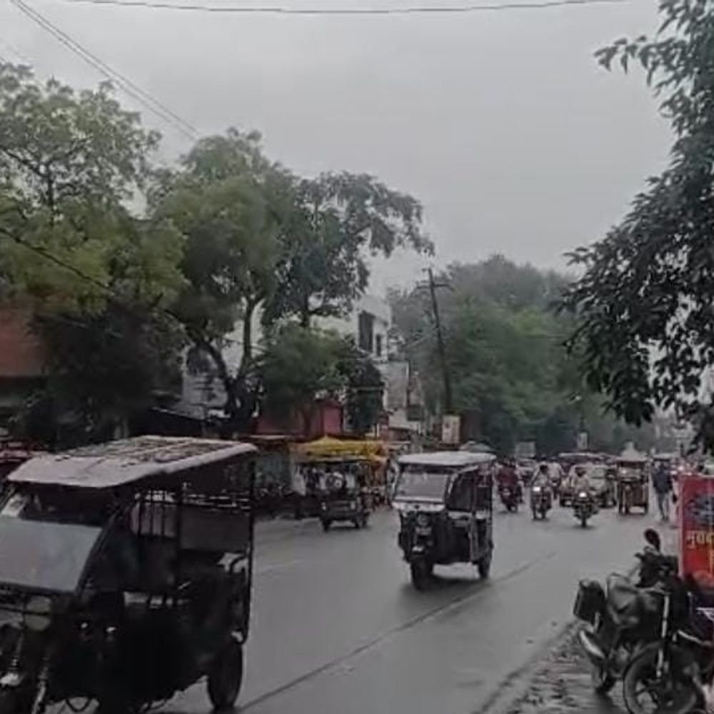 अम्बेडकरनगर में तेज हवा के साथ बारिश:खेतों में कटा पड़ा धान भीगा, खेतों में खड़ी फसल गिरने की आशंका