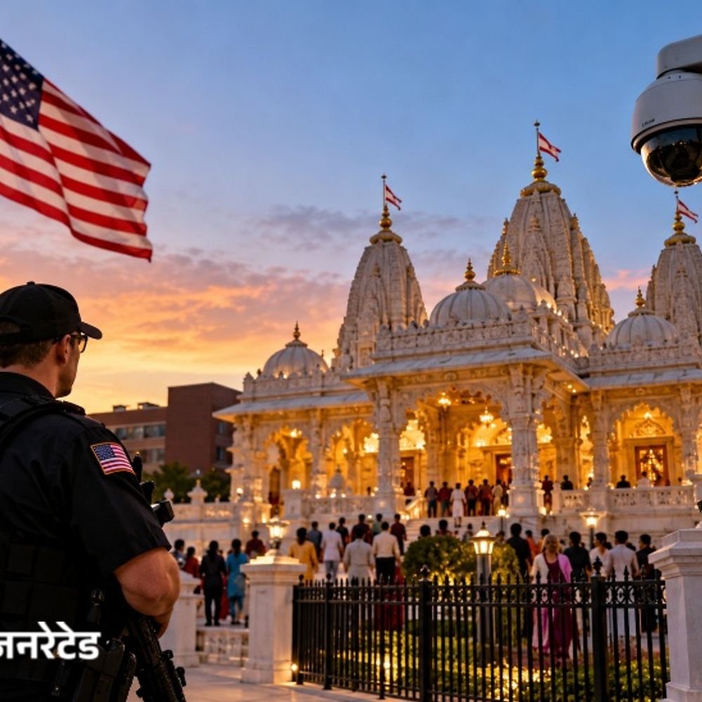 अमेरिका में मंदिरों की सुरक्षा पर ₹100 करोड़ खर्च होंगे:500 मंदिरों में निगरानी बढ़ेगी; इलिनॉय में मंदिर पर हमले की साजिश के बाद फैसला