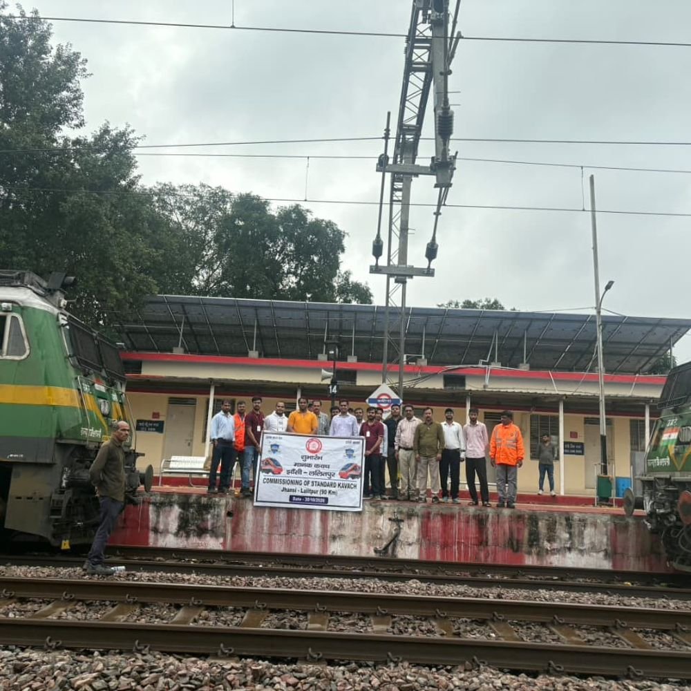 झांसी-ललितपुर रेलखंड पर मानक कवच प्रणाली शुरू:झांसी से ललितपुर के मध्य 90 किमी में लगाए 1,437 RFID टैग