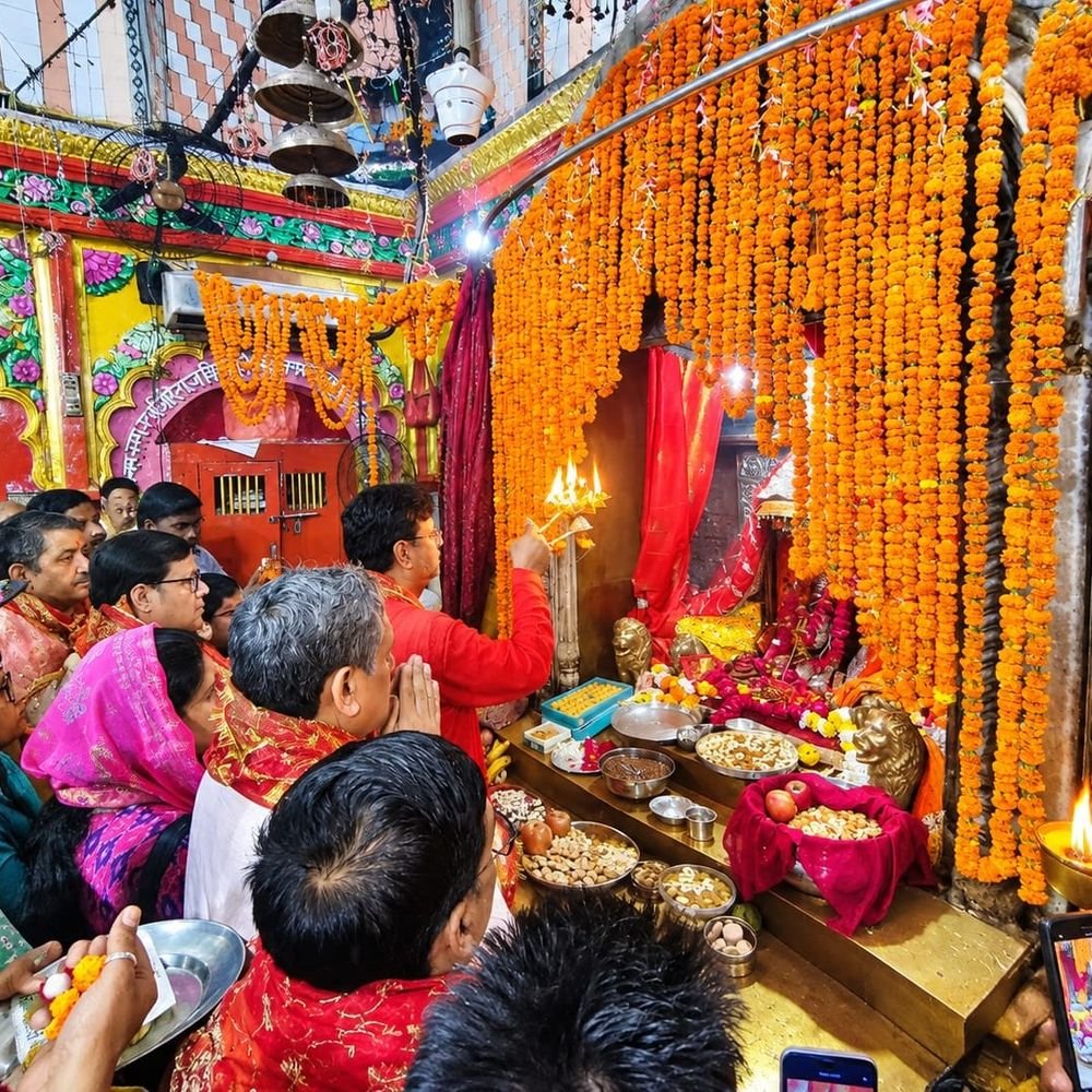 नैमिषारण्य में नवरात्र पर मां-ललिता देवी मंदिर में उमड़ी भीड़:गज पर सवार होकर आएंगी मां भगवती, 88 हजार ऋषियों की तपोस्थली में जगमगाया दरबार