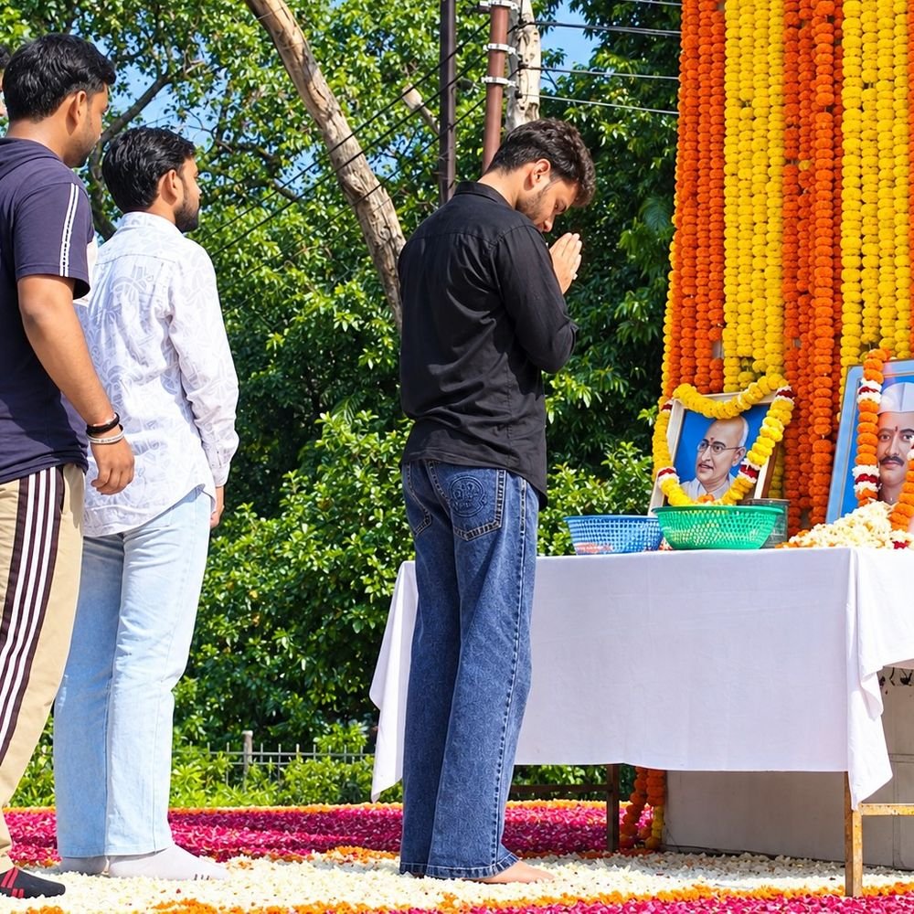 मेरठ के घंटाघर टाउन हॉल में गांधी-शास्त्री जयंती:युवाओं ने महापुरुषों को नमन कर सत्य-अहिंसा और राष्ट्रसेवा का लिया संदेश