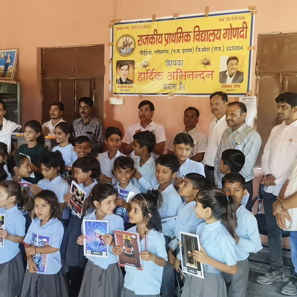 प्राइमरी स्कूल गौणदी को स्पीच डेस्क देकर छात्र-छात्राओं को बांटी स्टेशनरी