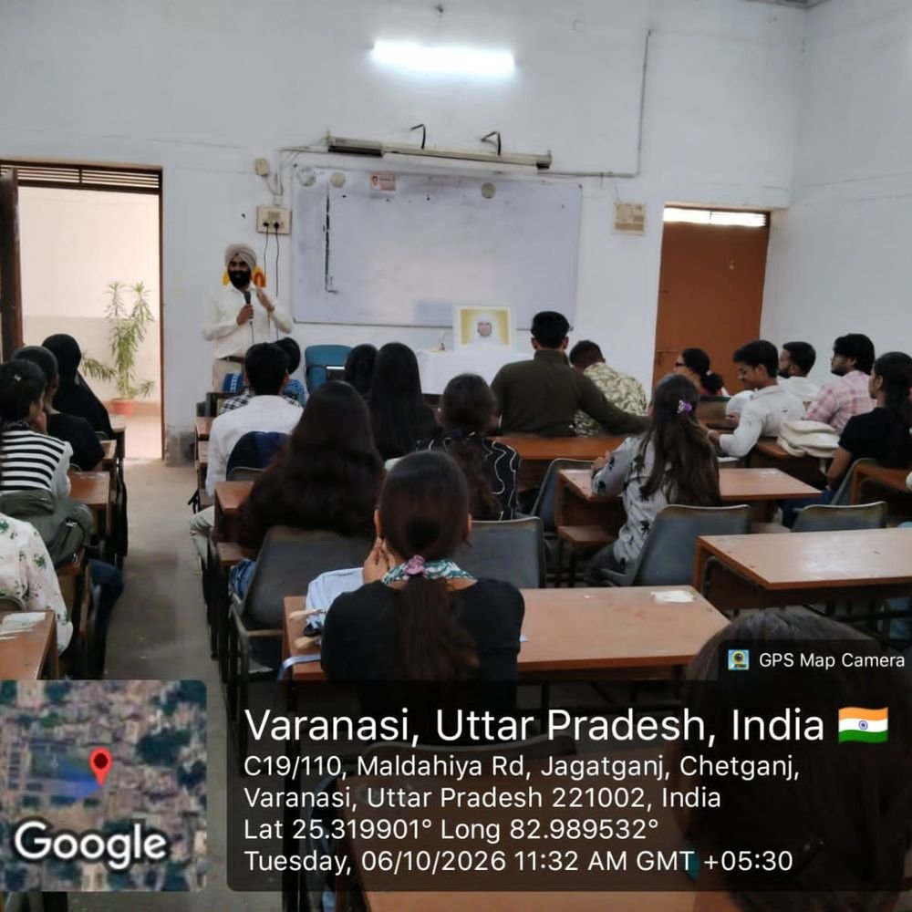 काशी विद्यापीठ में छात्रों को तनाव प्रबंधन सिखाया:विचारों को नियंत्रित कर भावनात्मक स्थिरता पर दिया जोर