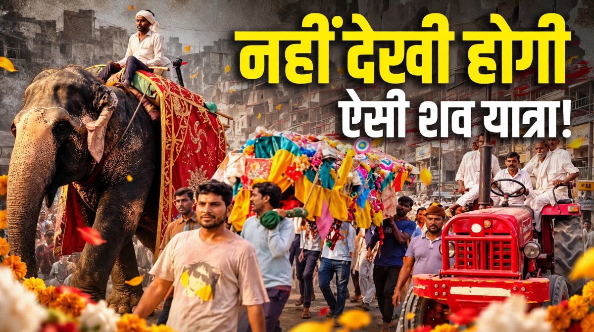 संभल में अनोखी अंतिम यात्रा, आगे हाथी पीछे सैकड़ों ट्रैक्टर