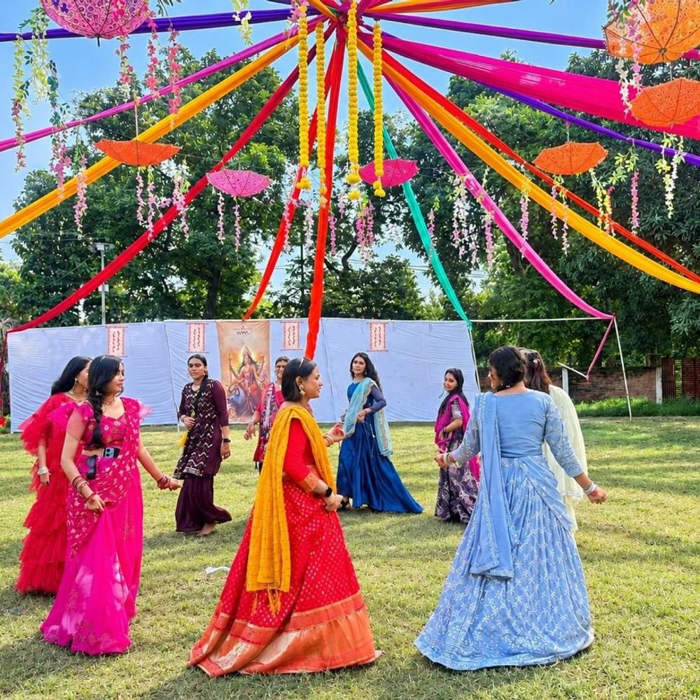 मेरठ कॉलेज फॉर गर्ल्स एजुकेशन में गरबा उत्सव:छात्राओं ने किया डांडिया, पारंपरिक परिधानों में पहुंचीं छात्राएं
